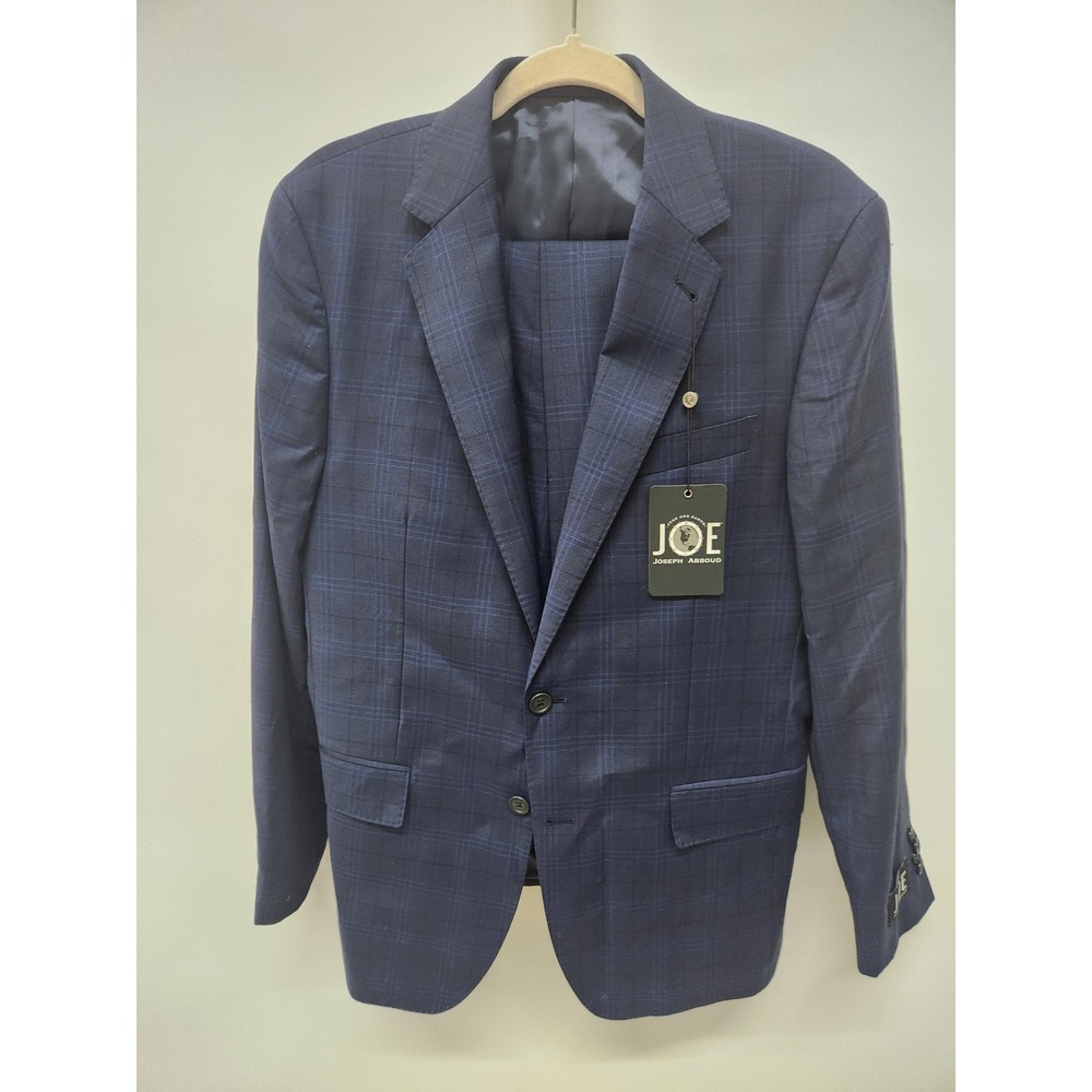 NWT Joseph Abboud JOE Mens Navy Blue Plaid 100% Wool 2-Piece Suit